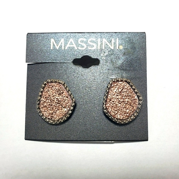 MASSINI Stud Pink & Silver Earrings - Picture 1 of 3